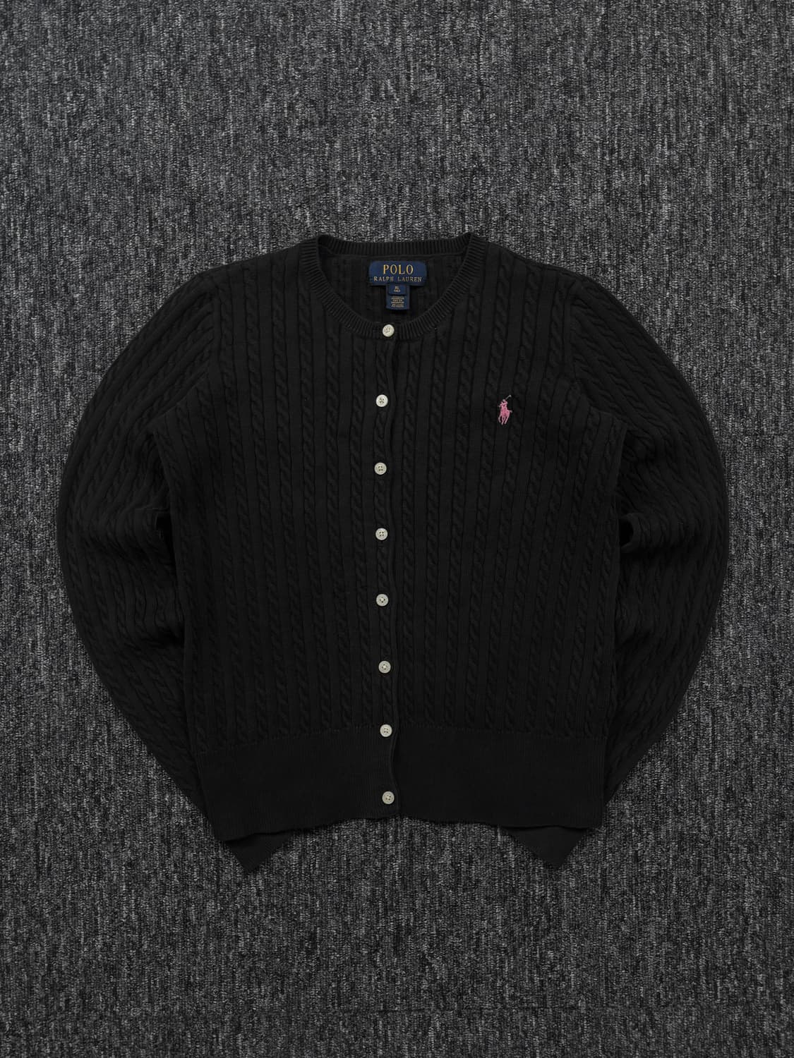 폴로 핑크 포니 블랙 꽈배기 가디건 상품이미지3