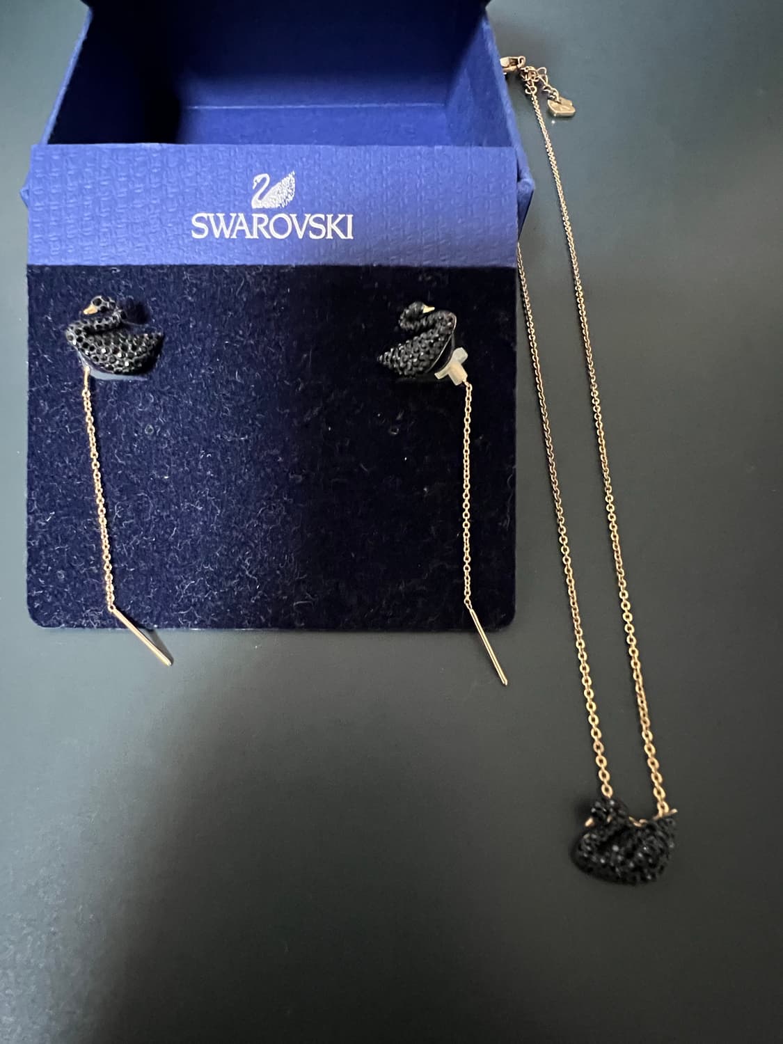 스와로브스키 블랙 스완 목걸이 귀걸이 세트 상품이미지1