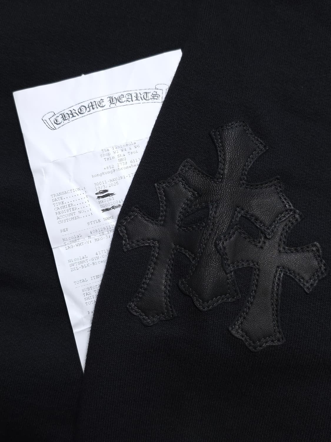[XXL] 크롬하츠 레더패치 페이퍼잼 후드 블랙 상품이미지4