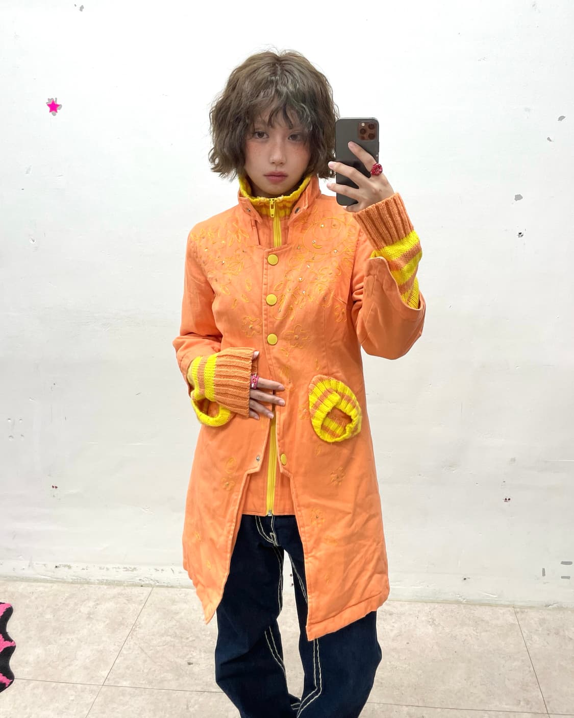 orange knitwear  long jacket 상품이미지2