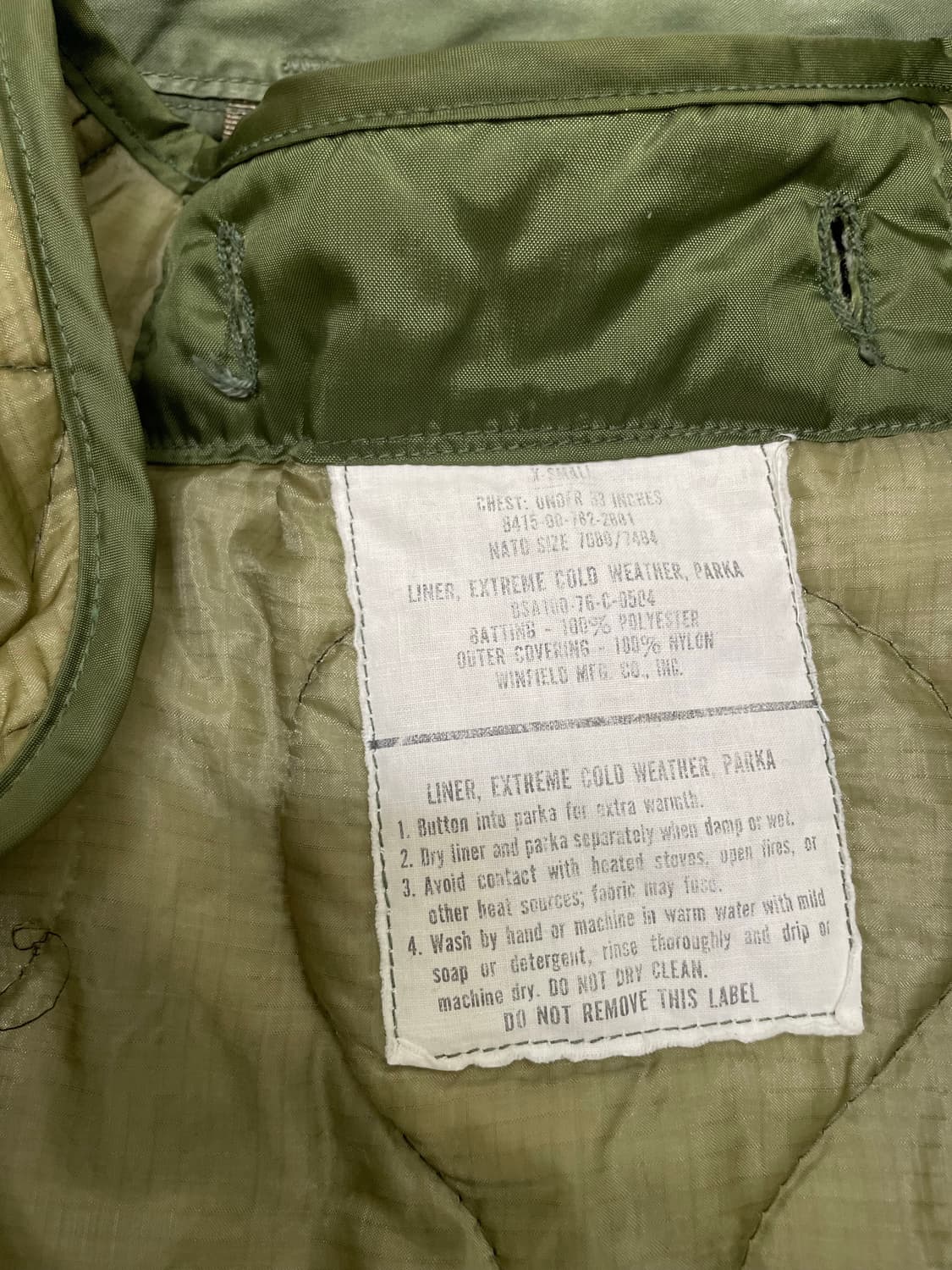 80s 오리지널 미군 m65 피쉬테일 라이너 포함 개파카 상품이미지3