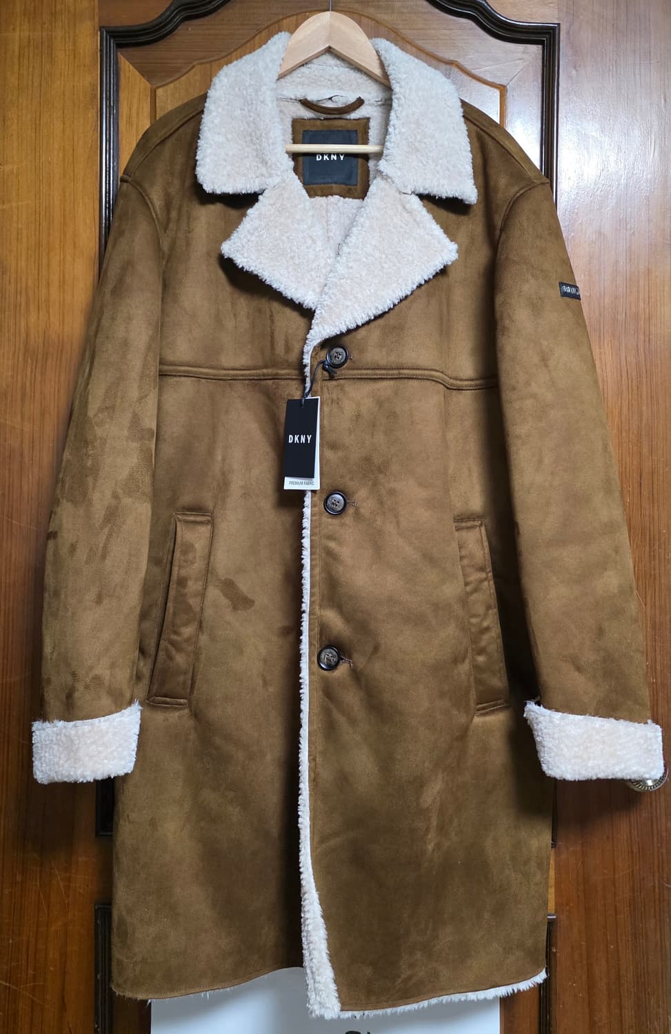 DKNY 프리미엄 비건 무스탕 XL 새상품 브라운 합피 코트 자켓 물세탁 상품이미지2