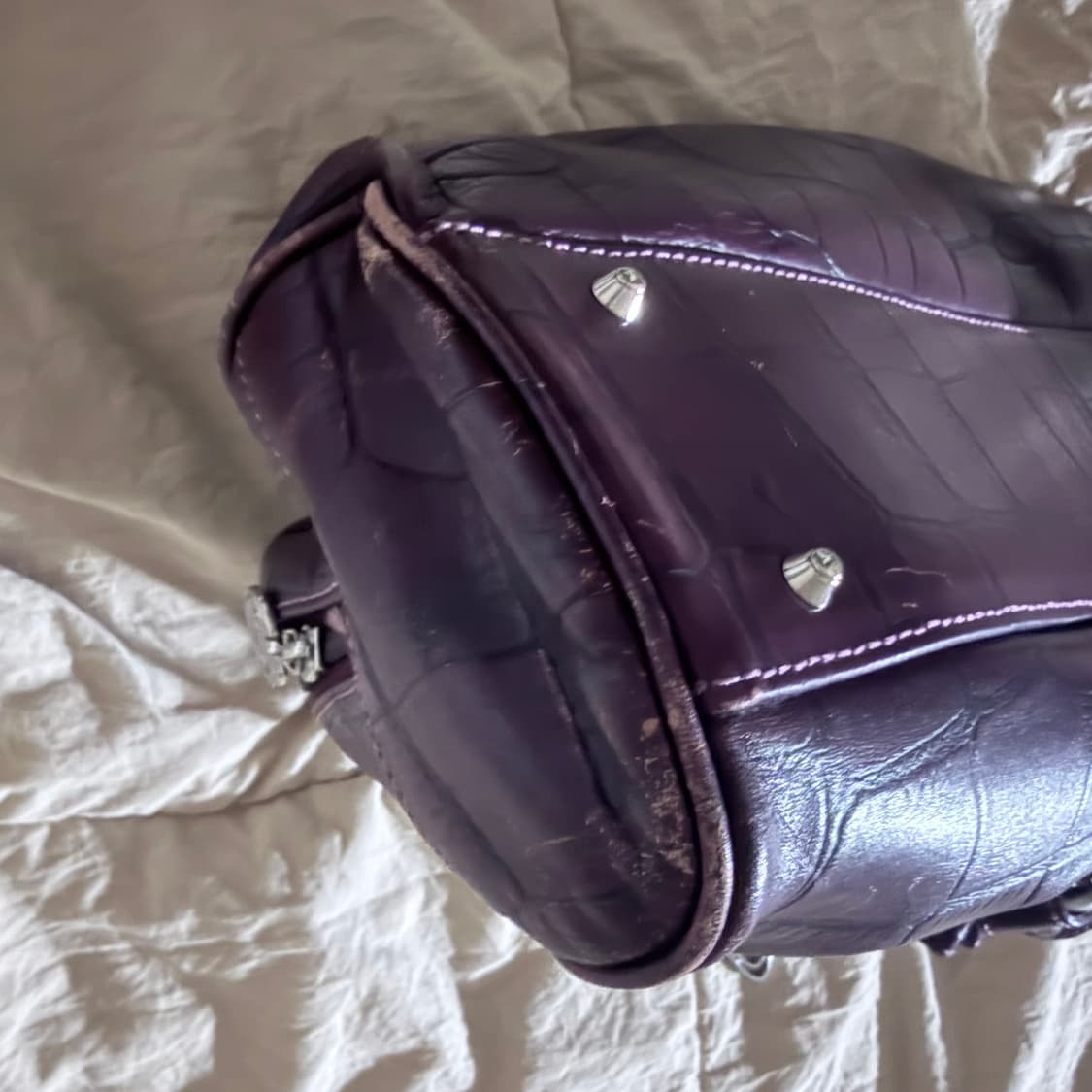 빈티지 에스콰이아 퍼플 보라 버건디 와인색 토트백 숄더백 상품이미지6