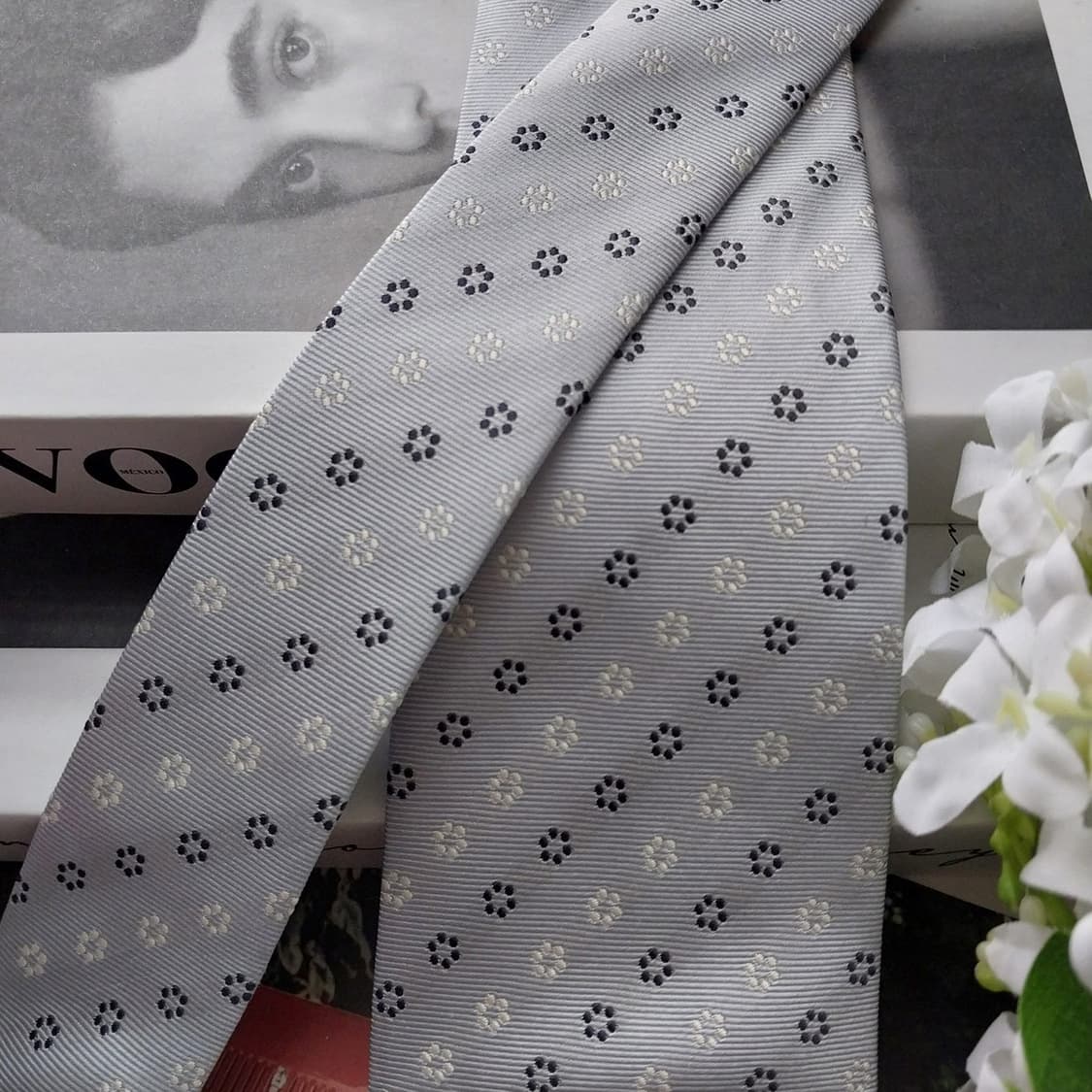 타이요 실크 하늘색 마이크로 패턴 넥타이 8.5cm 새제품  K1576
 상품이미지3