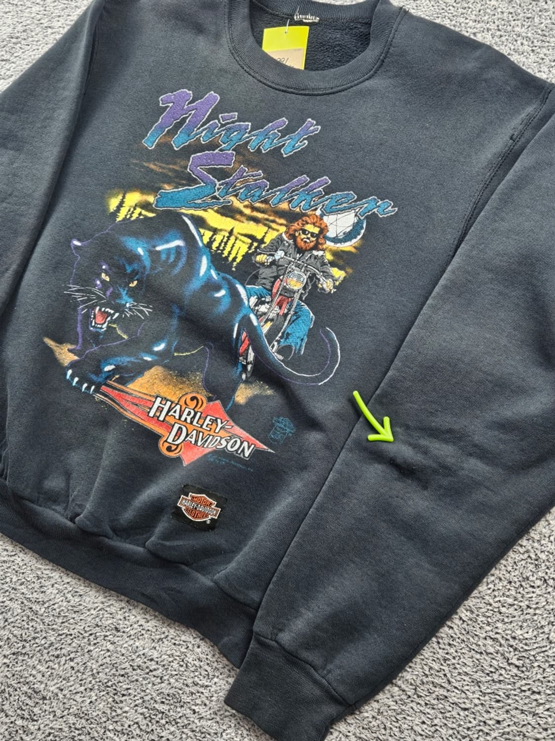 1991 할리데이비슨 나이트 스토커 맨투맨 스웻 셔츠(M추정)/10955 상품이미지6