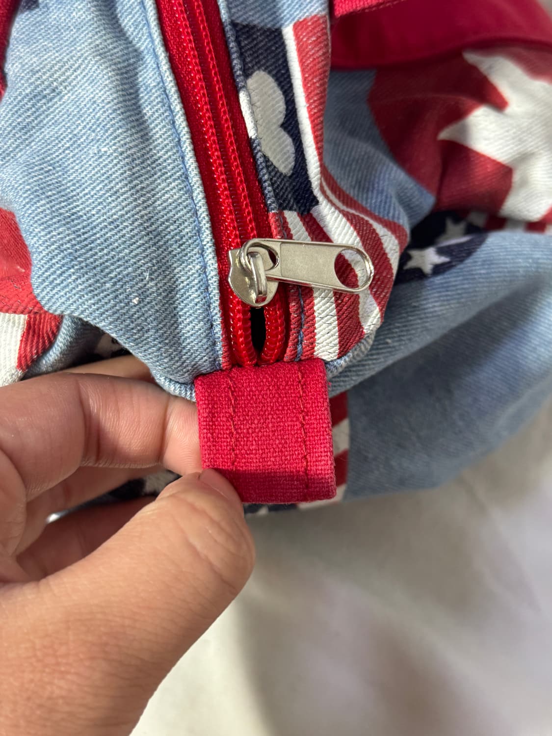 빈티지 성조기 패턴 미니 데님 더플백 상품이미지4