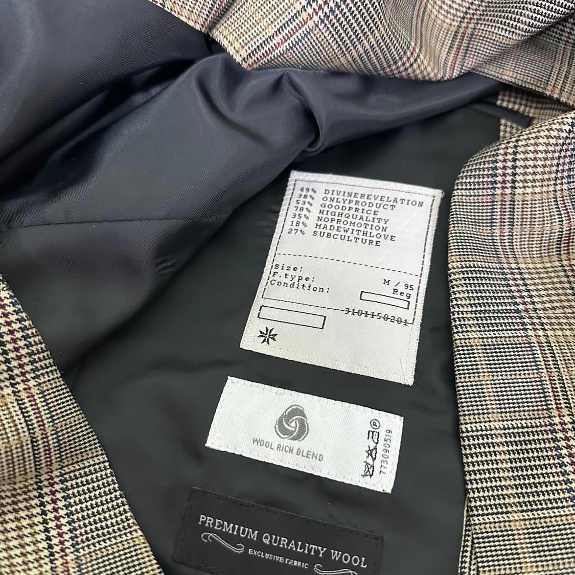 M 토니웩 베이지 울 체크 블레이저 상품이미지6