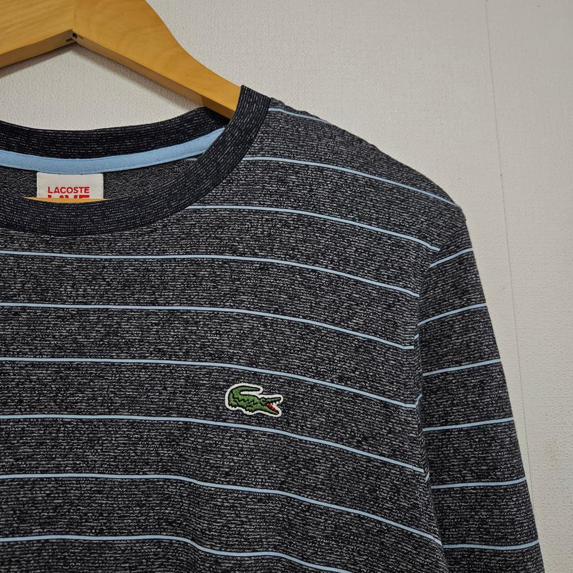 100 라코스테 하늘색 스트라이프 긴팔티셔츠 상품이미지3