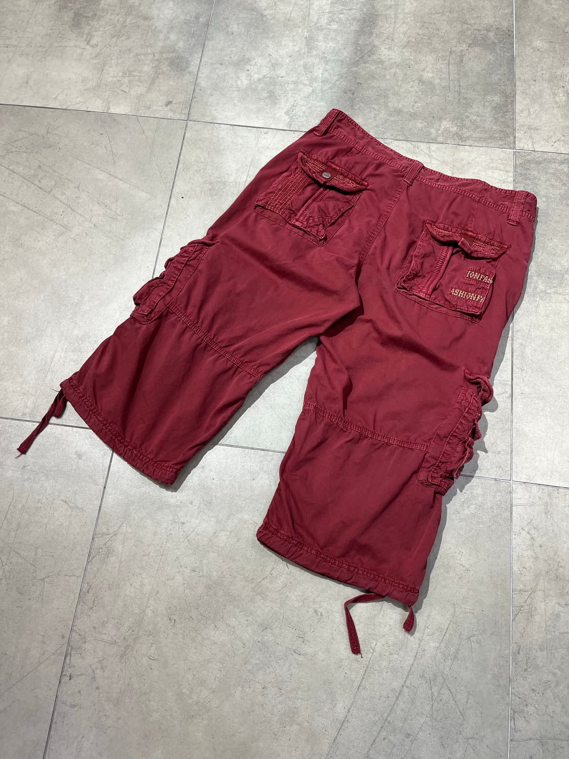 일본 빈티지 락펑크 버건디 카고 숏팬츠 반바지 상품이미지6