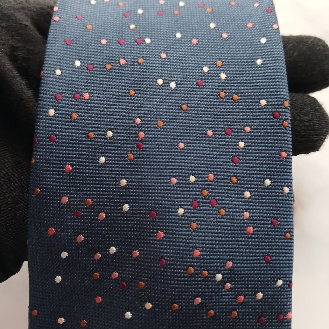 지오송지오 실크 네이비 도트 넥타이 7.6cm A+등급 A18721
 상품이미지5