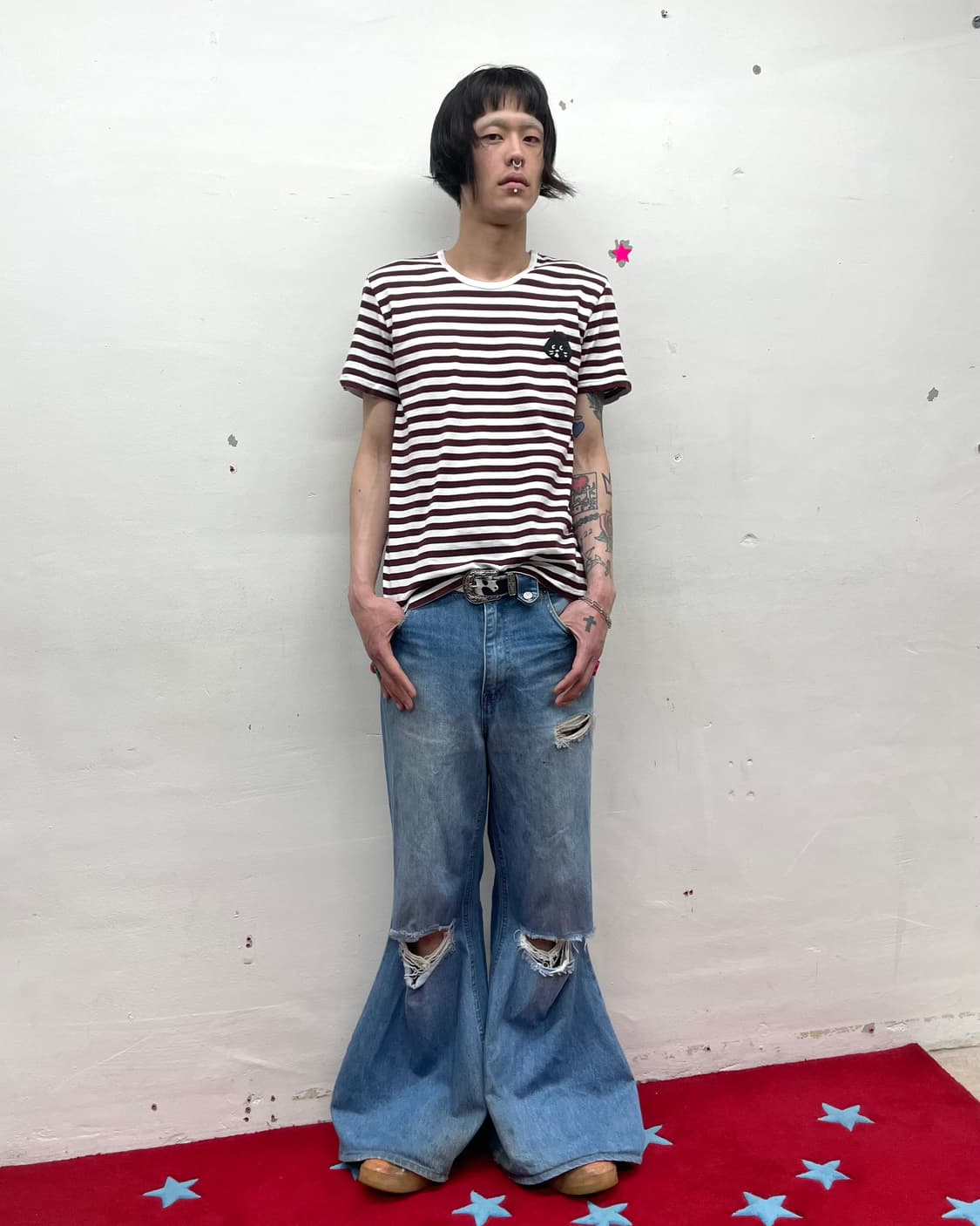 ne-net brown striped cat T-shirt 상품이미지6