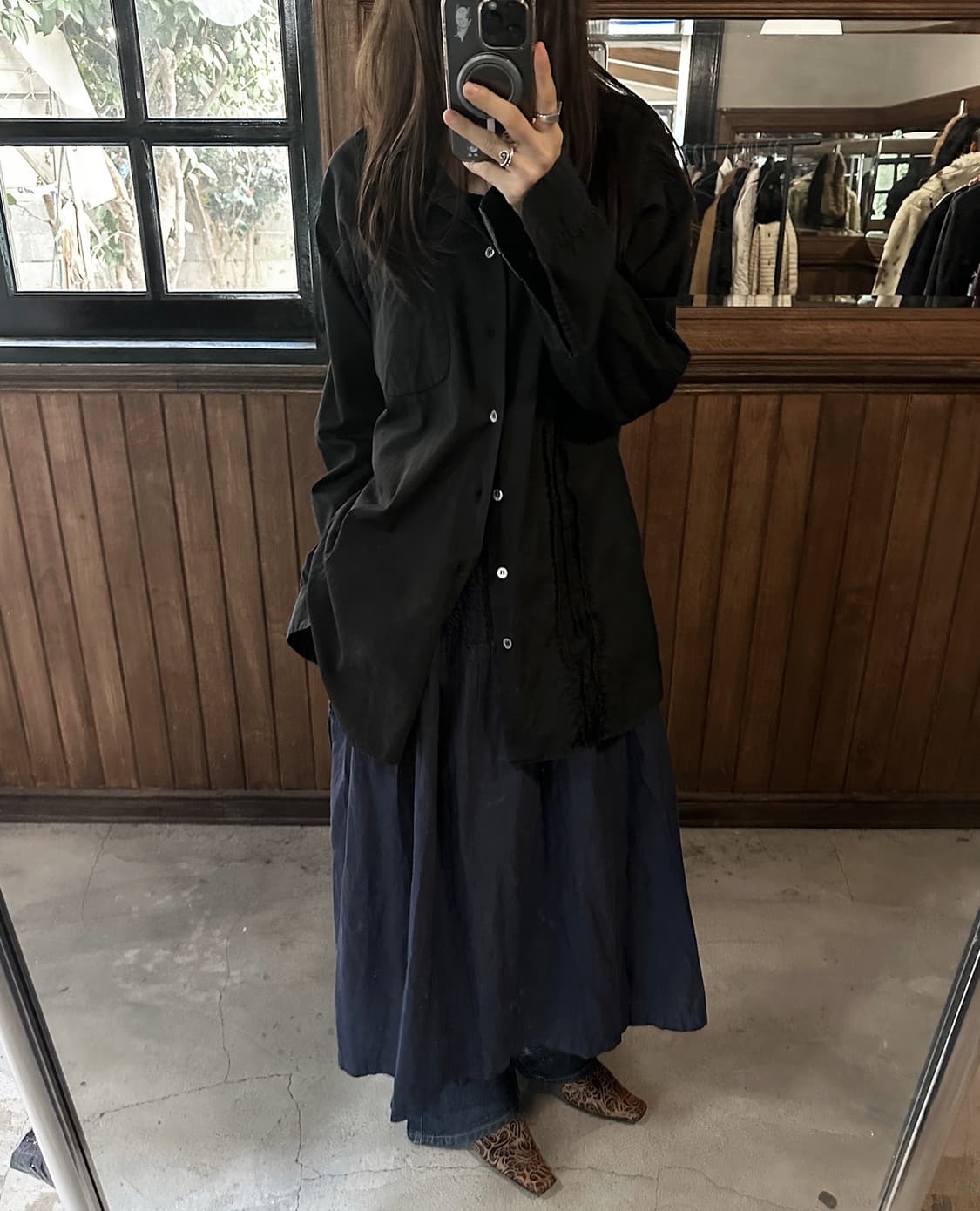 ISSEY MIYAKE ME navy smocked skirt 상품이미지4