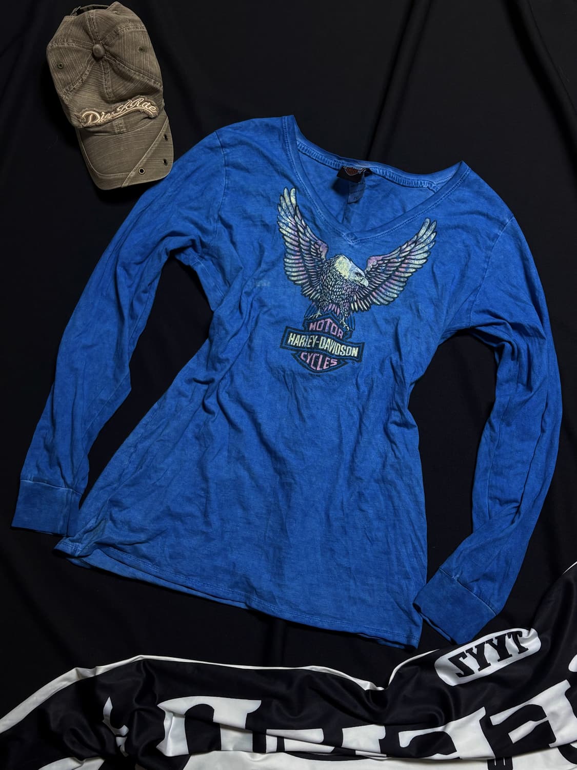 할리데이비슨 브이넥 블루 롱슬리브 상품이미지1