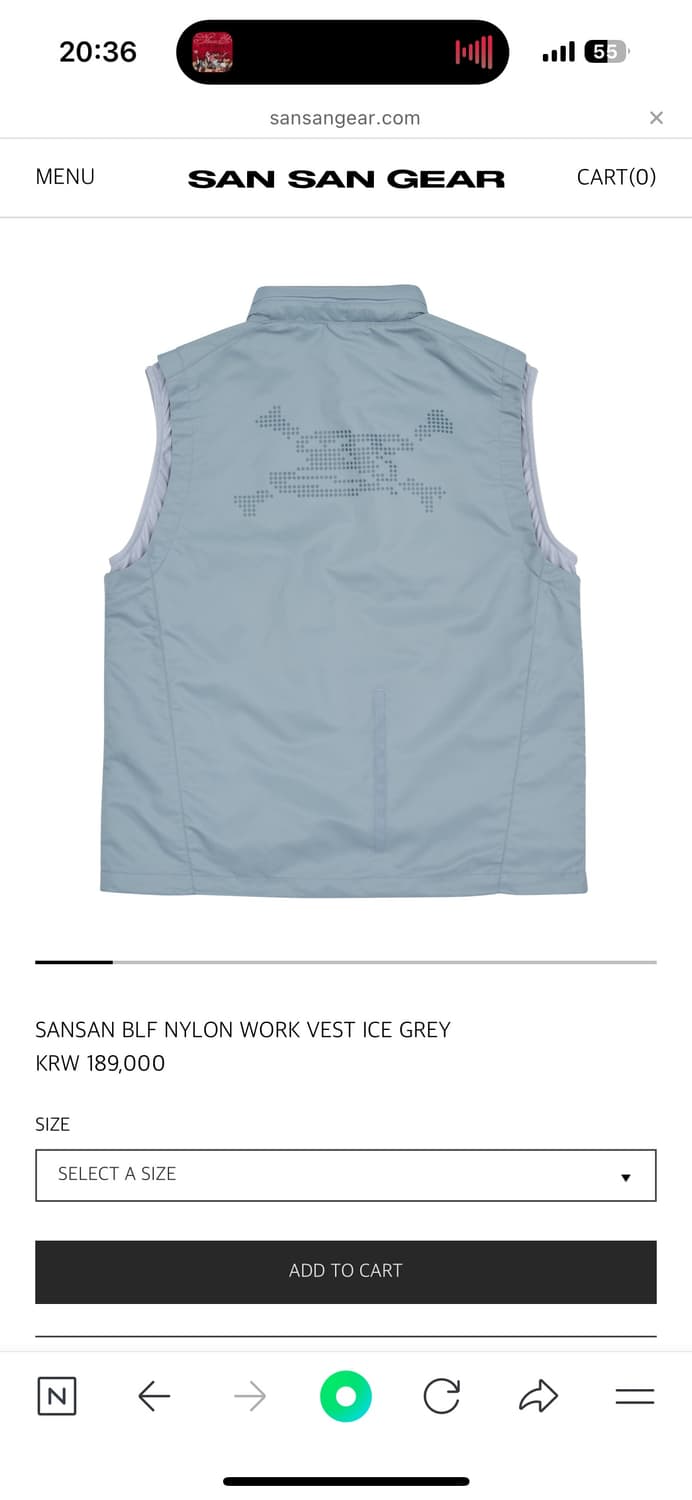 SANSAN BLF NYLON WORK VEST ICE GREY 상품이미지2
