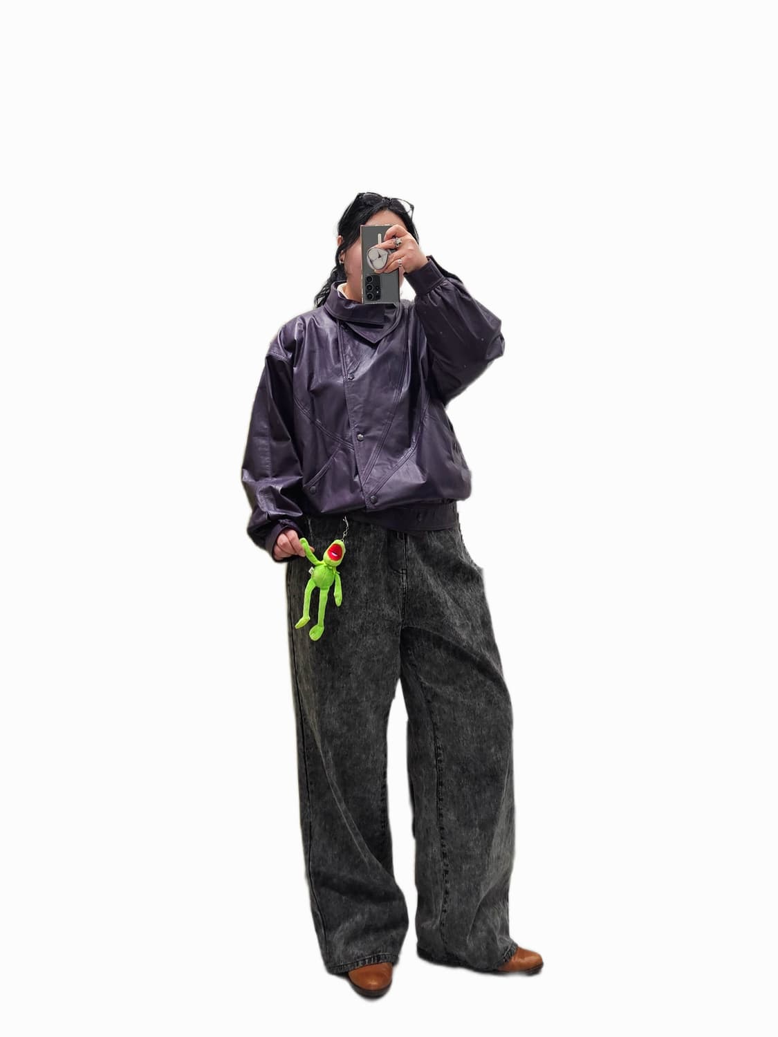 Adrer 스톤워싱 핀턱 와이드 테이퍼드 데님 상품이미지1