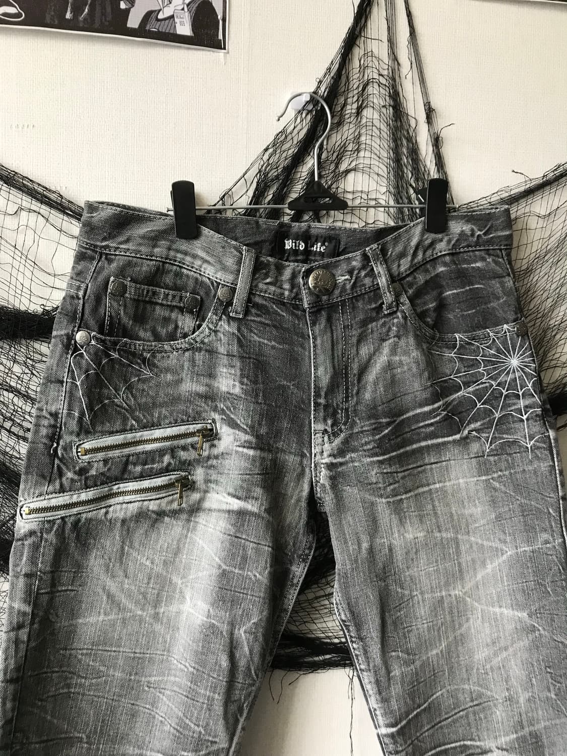 00s punk web detailed half jeans  상품이미지2