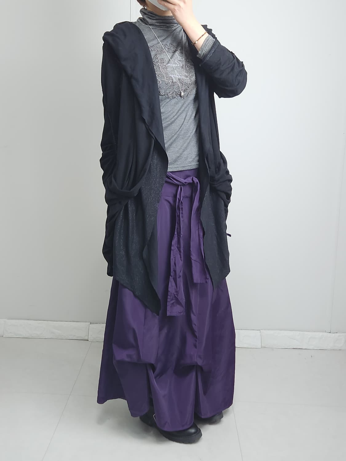 러플 후드 롱 가디건 상품이미지3