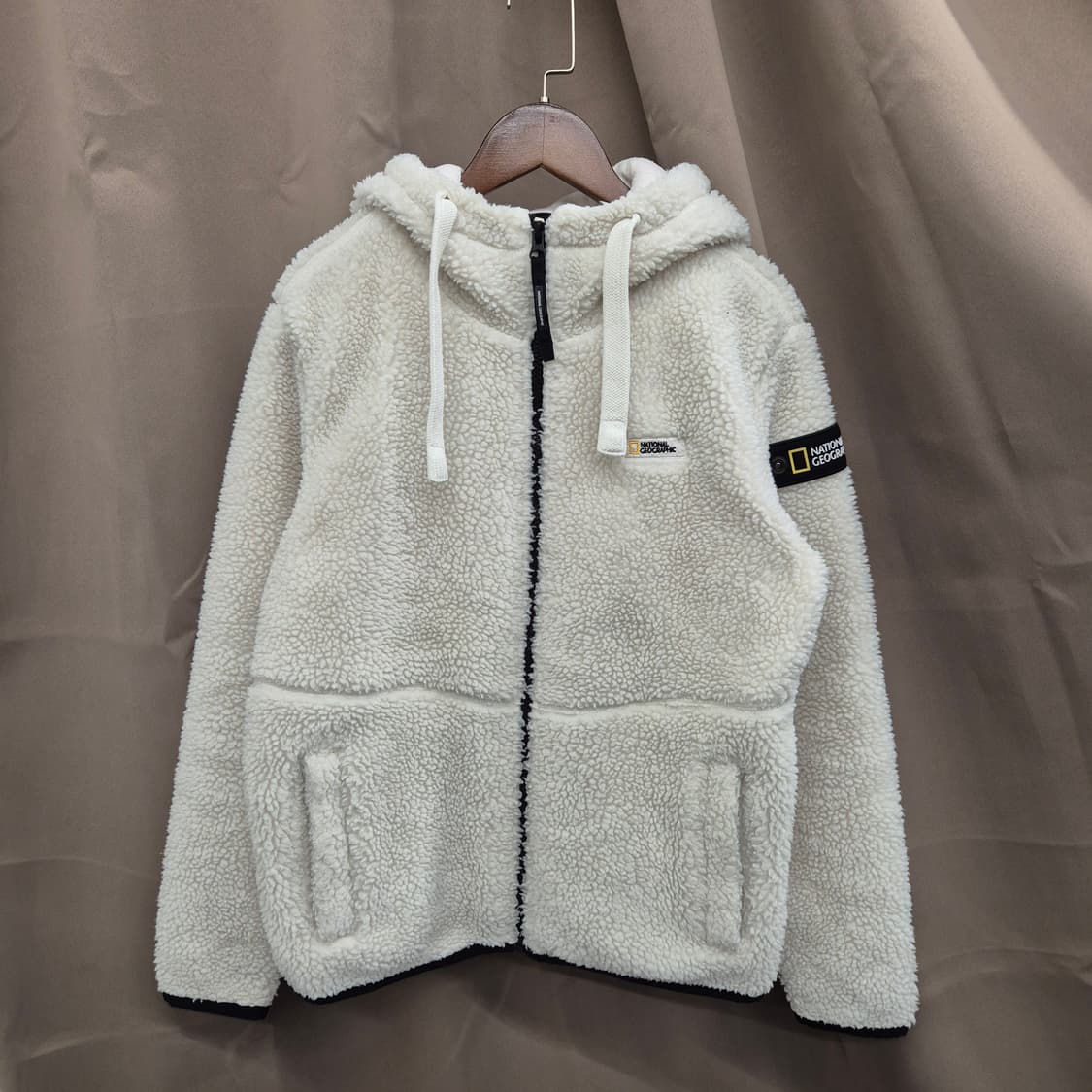 내셔널지오그래픽 후리스 후드집업 아이보리 XS 상품이미지1