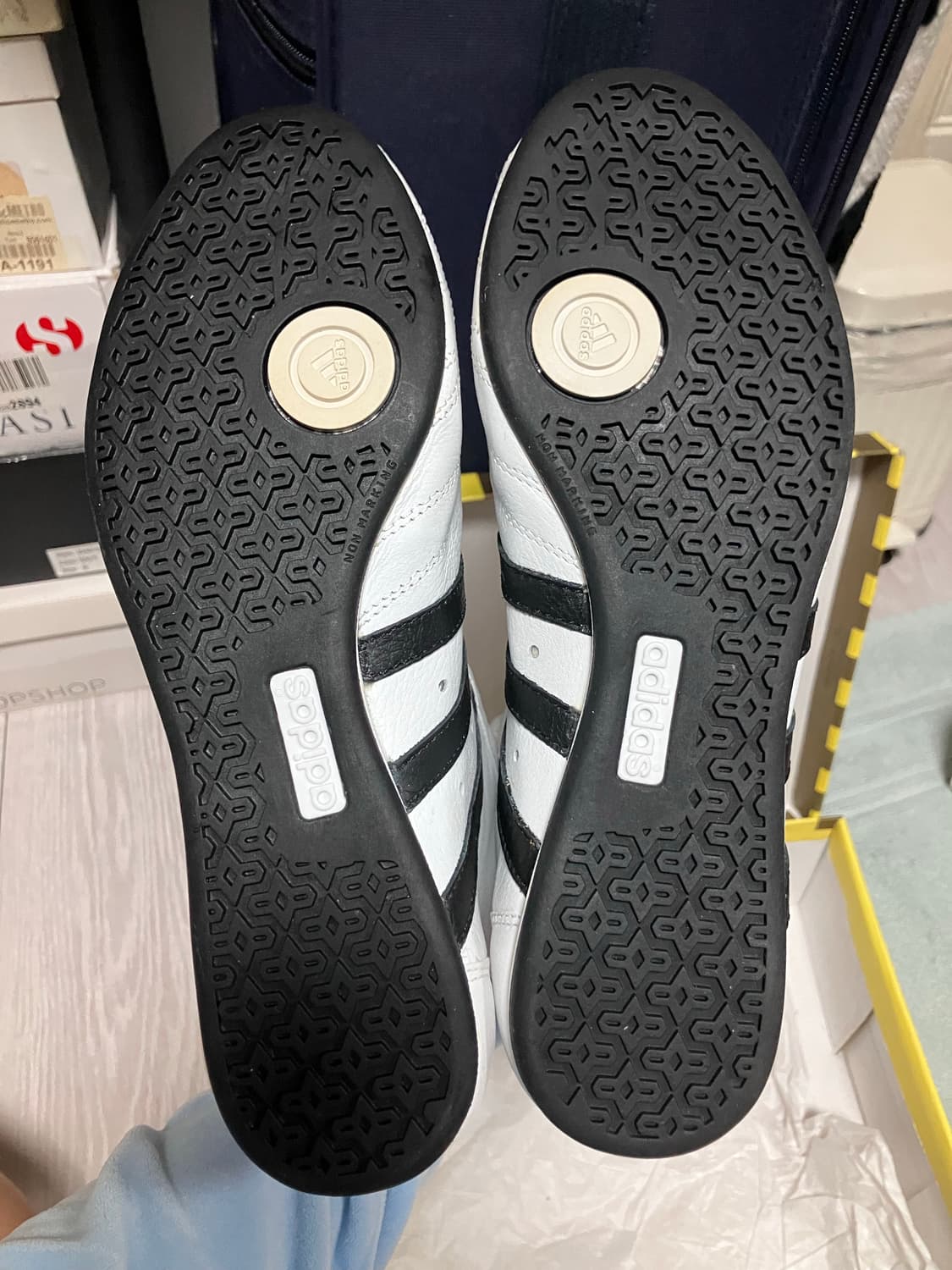 Y2K 아디다스 희귀 빈티지 새제품 가죽 복싱화 복서 호그 하이 흰색 상품이미지3