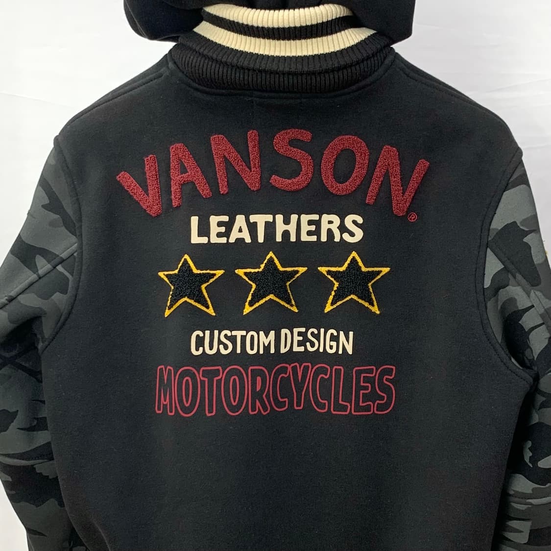 밴슨 레더 카모 바시티 자켓 상품이미지4