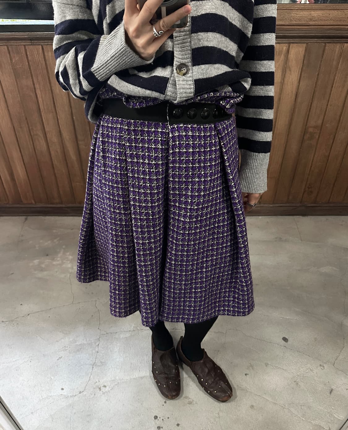 COMME DES GARCONS purple tweed wool skir 상품이미지1