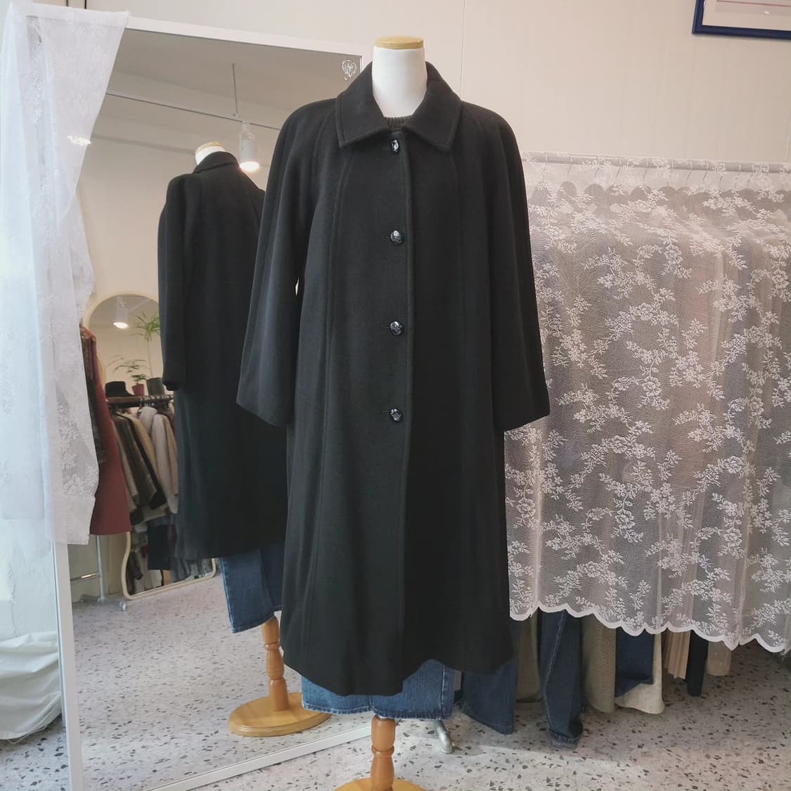Carat 알파카 블랙 롱코트 상품이미지7