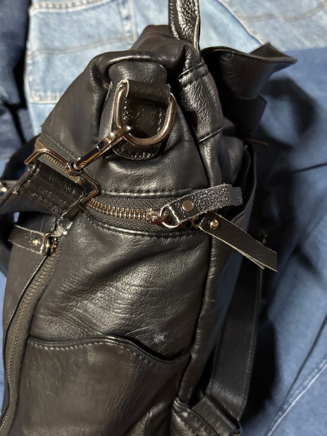 basic black leather back pack 상품이미지8