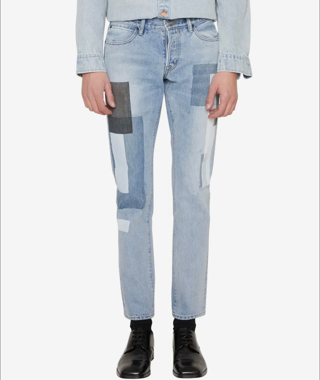 [28] lab101 브라이트 블루 멀티 블로킹 데님 상품이미지1