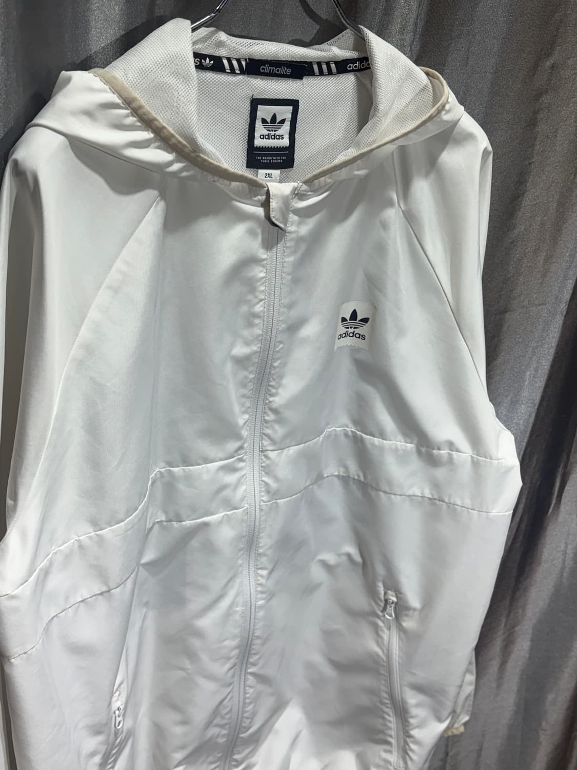 XXL 아디다스 파이어버드 절개 화이트 후드 바람막이 상품이미지5