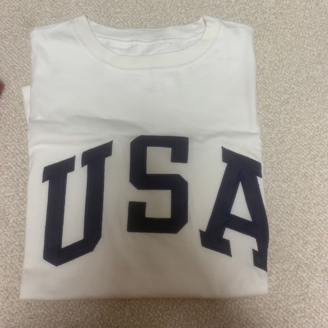 미국 USA 화이트 라운드 반팔티셔츠 105 상품이미지1