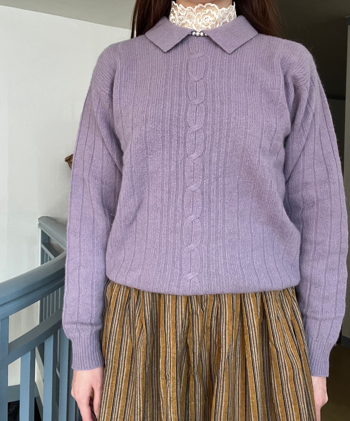 Lavender Cable Collar Knit 상품이미지3