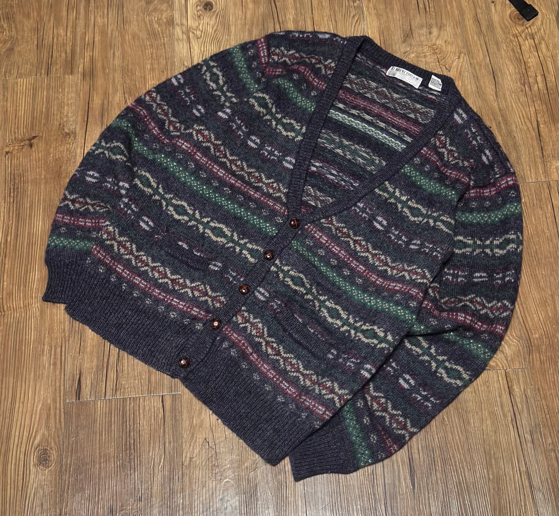 커런트 에디션즈 패턴 브이넥 가디건 상품이미지1