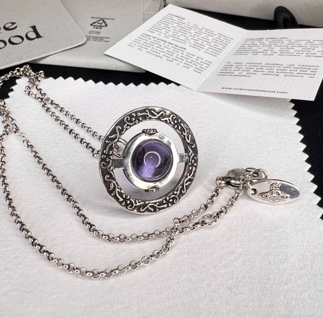 비비안웨스트우드 아카이브 퍼플 자수정 엔틱 3d orb 팬던트 목걸이 상품이미지4