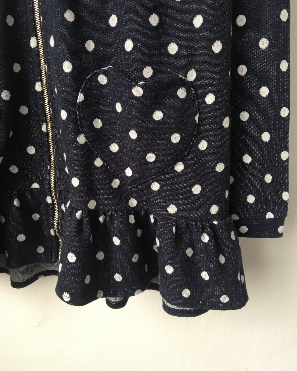 Ribbon point dot pattern hood zip up 상품이미지4