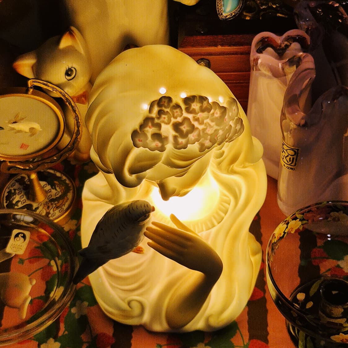 60s 앤틱 가토 공예 귀부인 포셀린 조명 상품이미지2