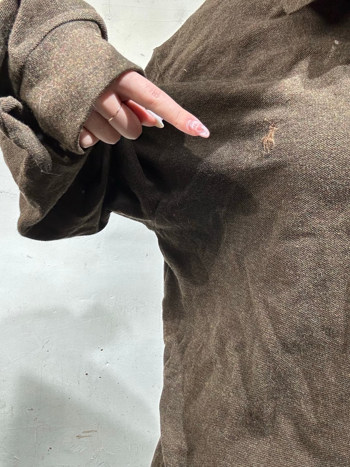 폴로 랄프 로렌 브라운 오버핏 카라 긴팔티 L 상품이미지4