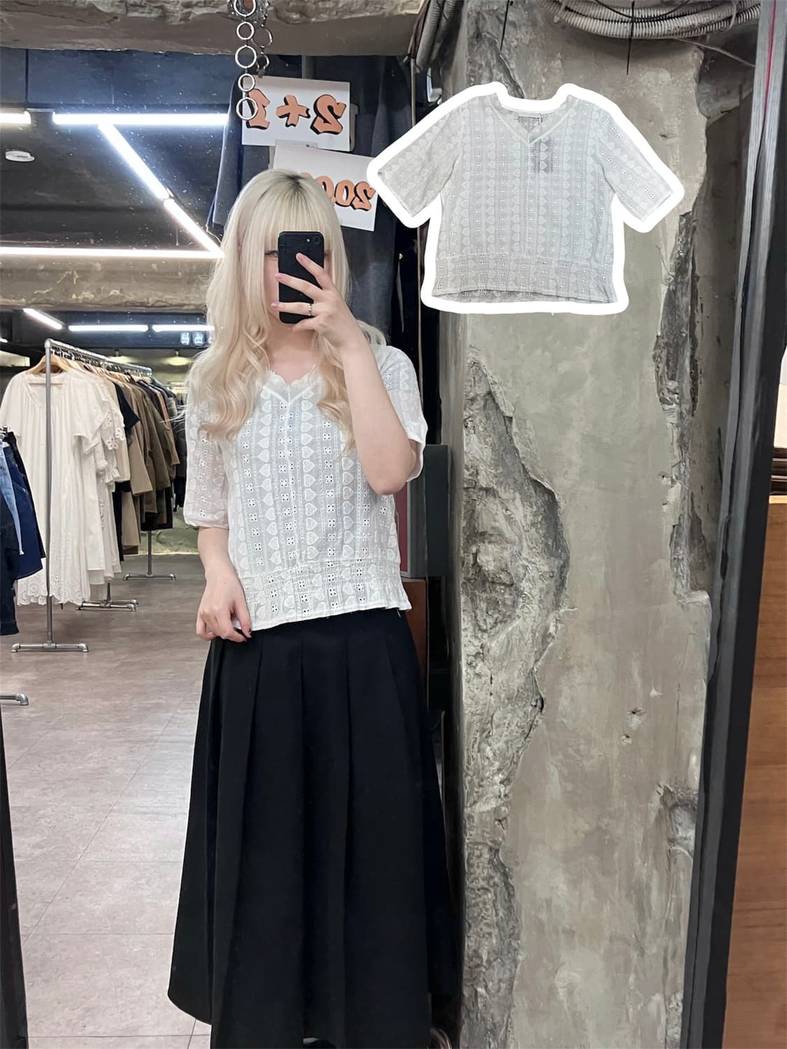 빈티지 레이스 코튼 반팔 티셔츠#csz4096 상품이미지1