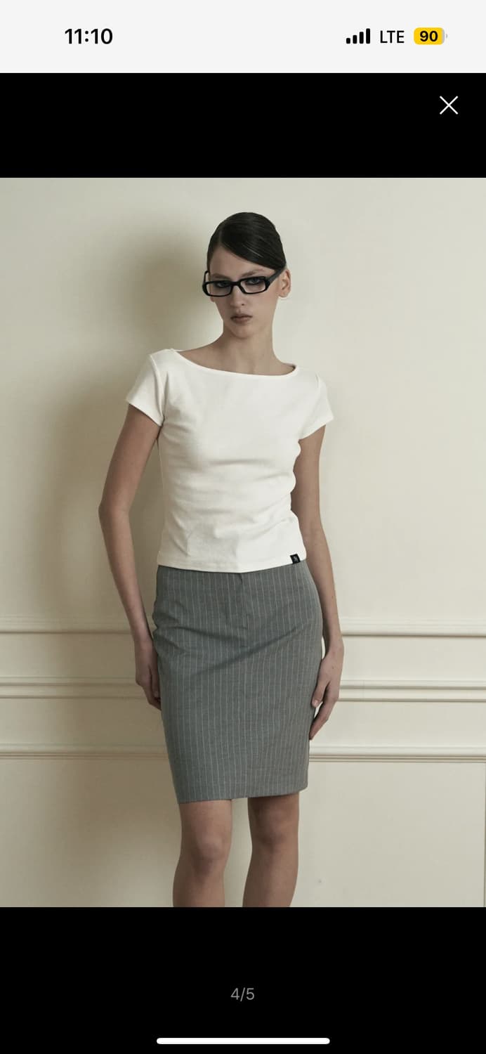 시너진 PLAIN STRIPE MIDI SKIRT GRAY 상품이미지3