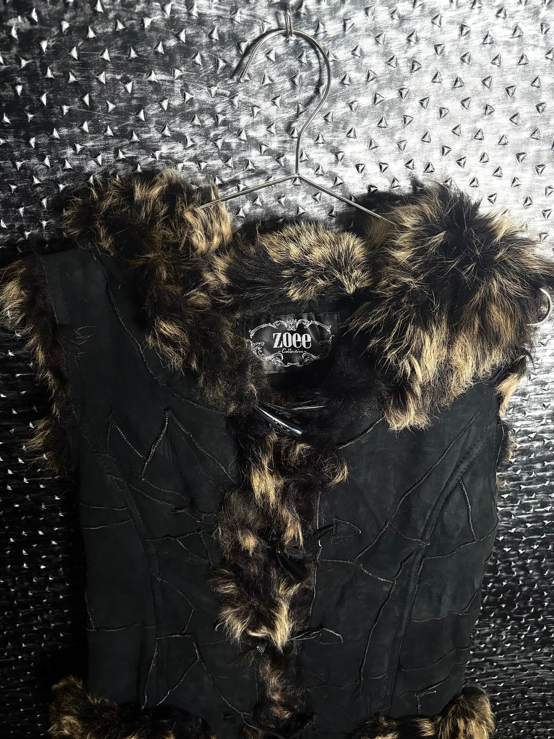 Zoee 레오파드 퍼 트리밍 베스트 상품이미지2