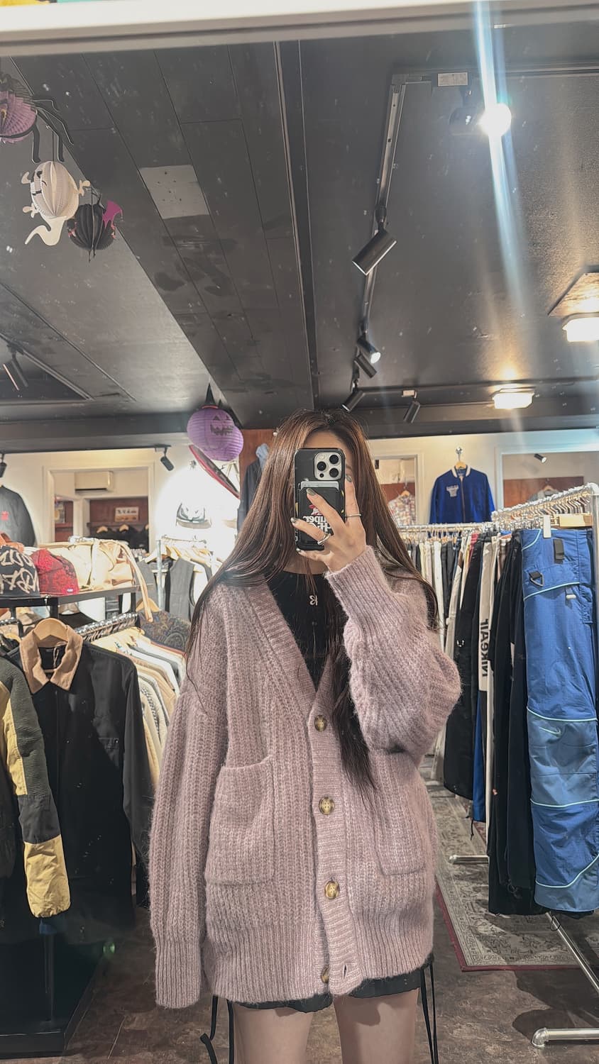 zara 자라 오버핏 앙고라 울 아방가르드 핑크 니트 가디건 M 상품이미지7