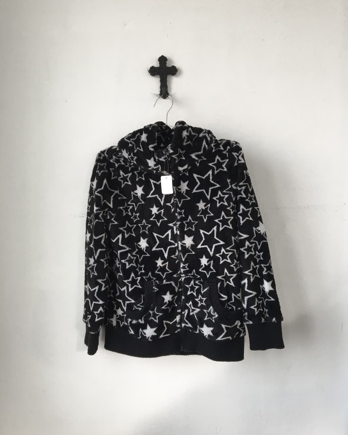 Star pattern fleece hood zip up 상품이미지2