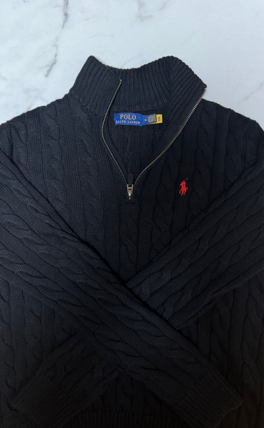 정품 폴로 반집업 니트 M 상품이미지1