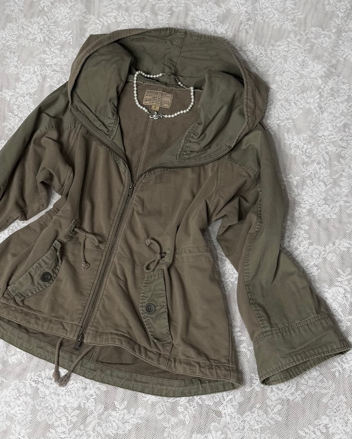 카키 투웨이 집업 후드 야상 자켓 상품이미지2