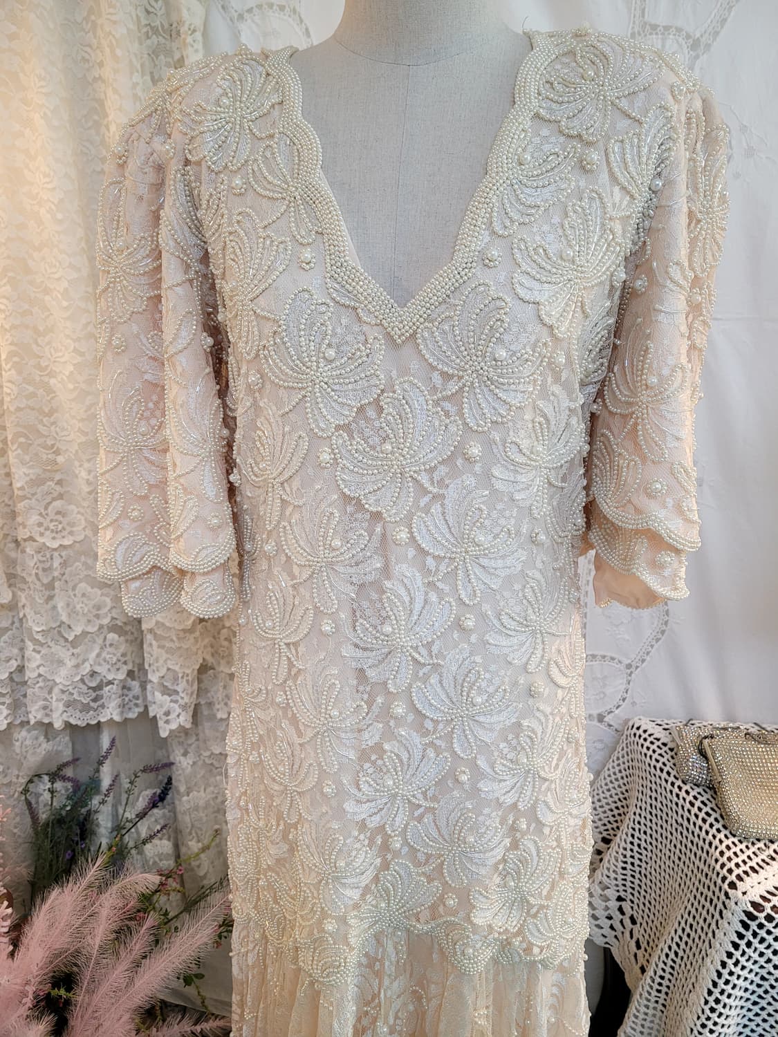 레이스비즈진주드레스 상품이미지3