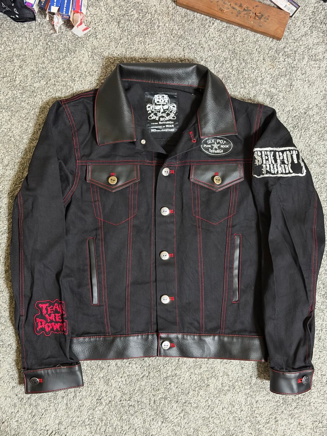 SEXPOT revenge 섹스팟리벤지 레더믹스 데님자켓 상품이미지1