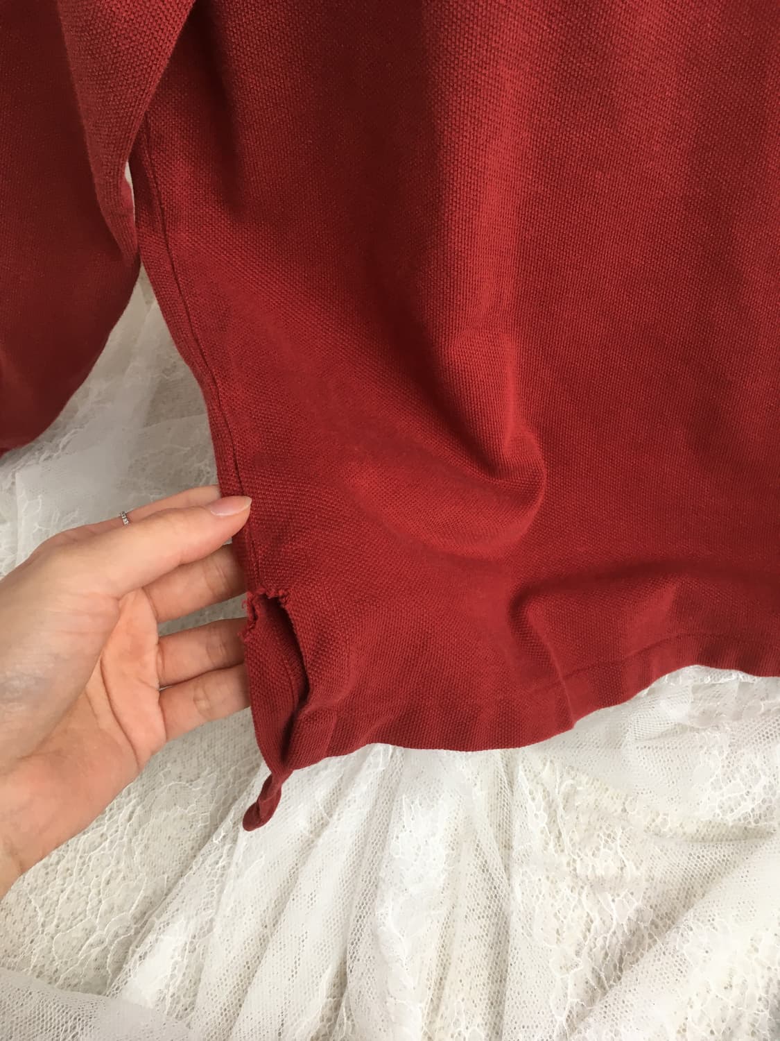 Polo deep red long sleeve 상품이미지4