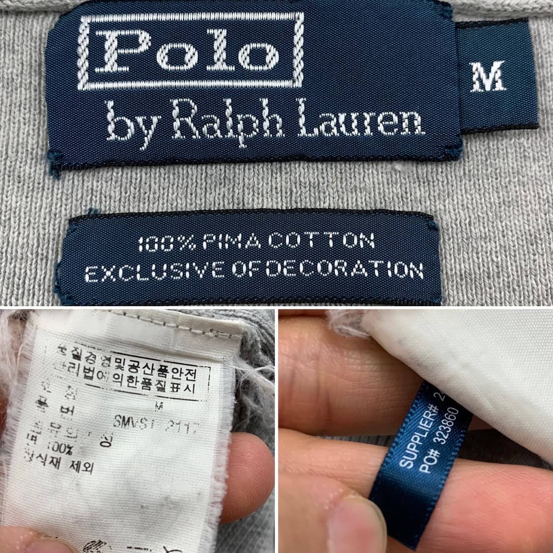 폴로 랄프로렌 포니로고 코듀로이 배색 피마코튼 가디건 그레이  상품이미지7