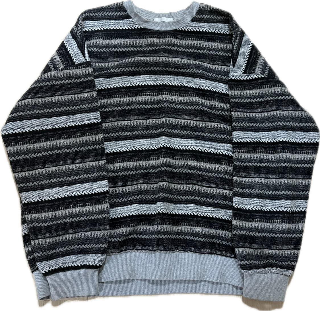 vintage 자카드 패턴 스트라이프 니트 맨투맨 상품이미지3