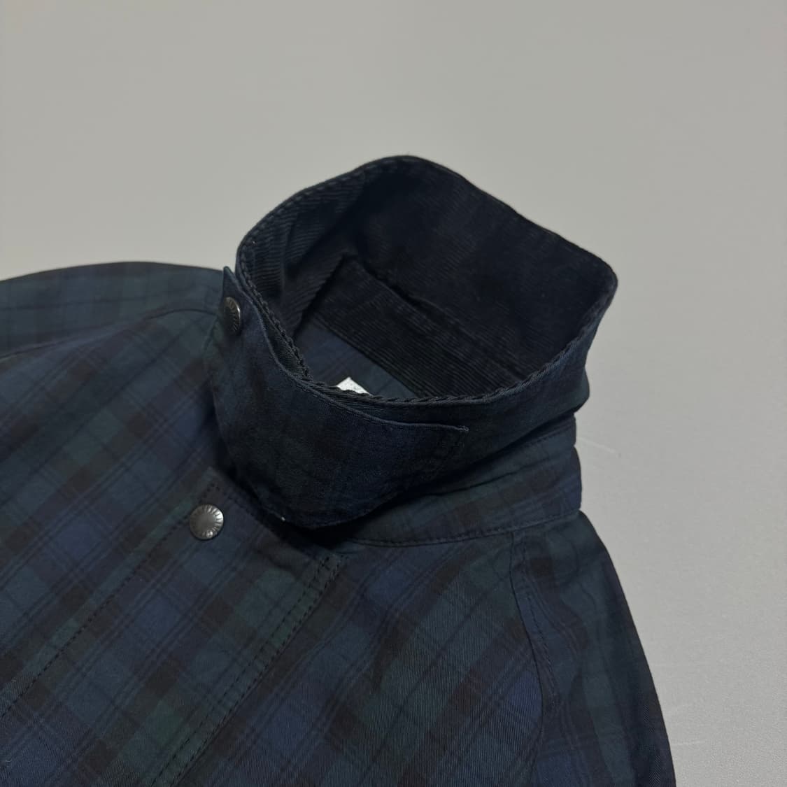 레이지블루(RAGE BLUE) 네이비 믹스 체크패턴 코듀로이넥 헌팅 자켓 상품이미지4