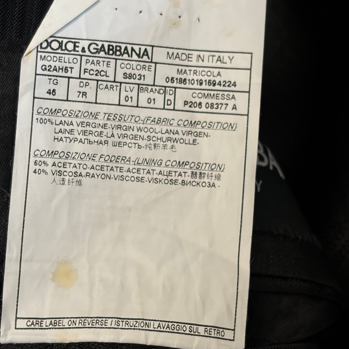 Made in Italy 돌체앤가바나 정품 블레이저 정장 마이 상품이미지7
